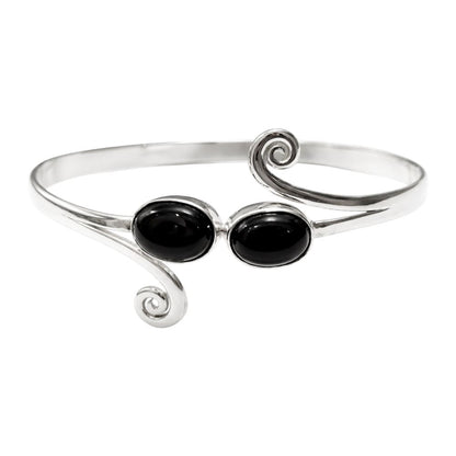 Silver-Plated Adjustable Oval Spiral Cuff Bangle - image 7