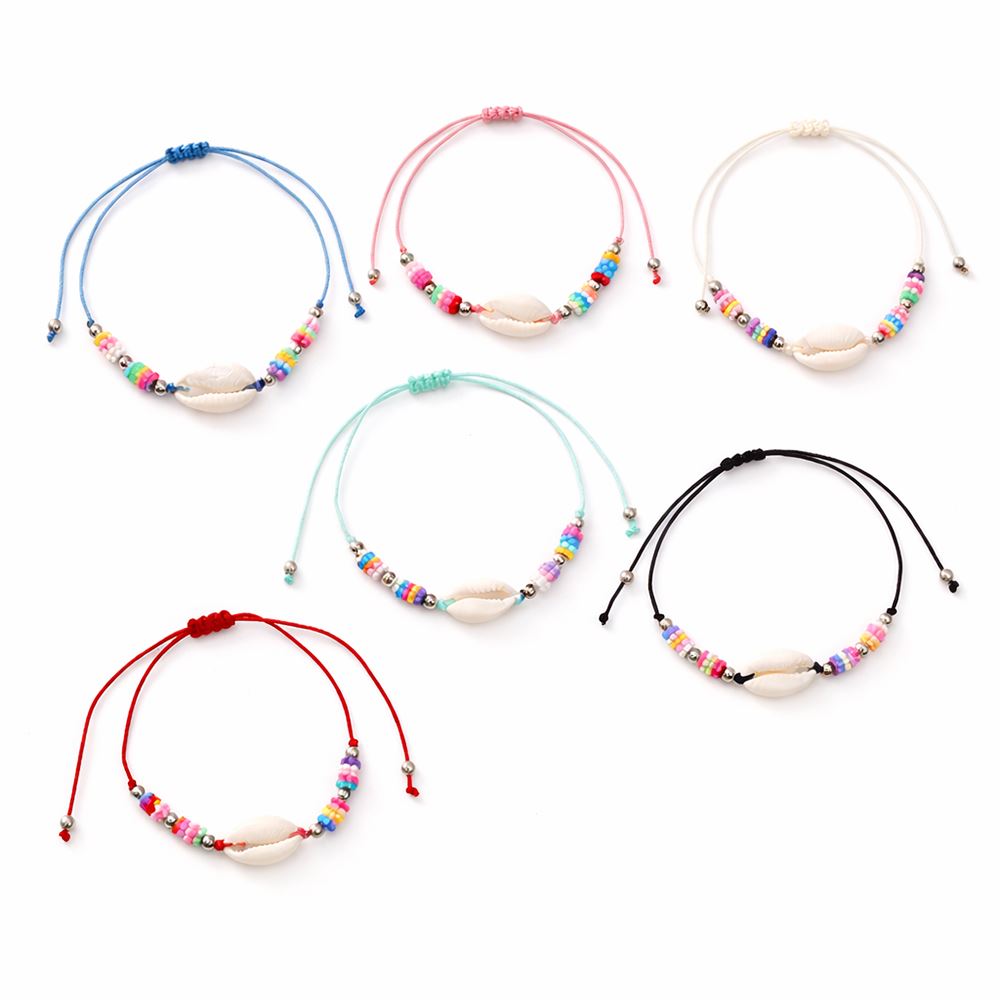 Cowrie Shell & Clay Heishi Beads Bracelet, Assorted Colour