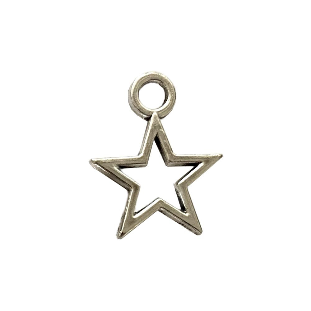 Silver-Plated Charm, Star, Approx. 1.5x1cm, Single