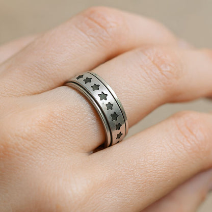 Fidget Ring, Size 10, Star Pattern