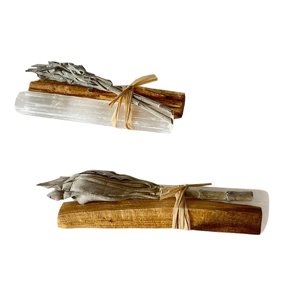 Mini Smudge Cluster, White Sage with Palo Santo and Selenite 4"