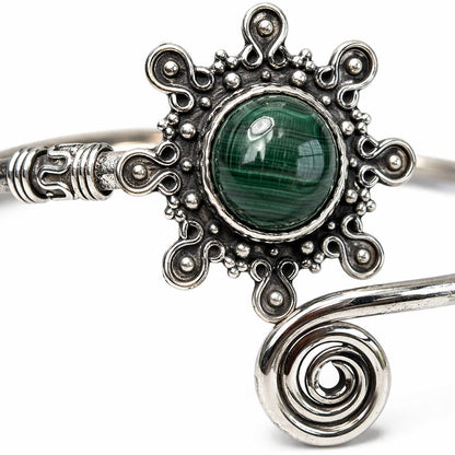 Silver Plated Adjustable Sunburst Spiral Cuff Bangle - image 2