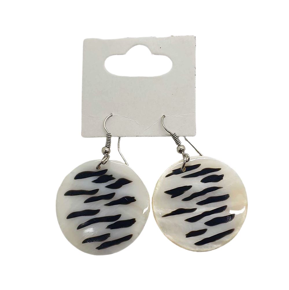 Capiz Shell Earrings, Zebra