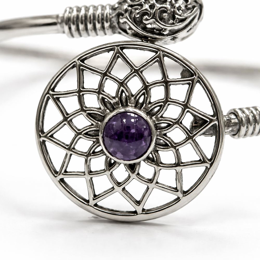 Silver-Plated Adjustable Dreamcatcher Cuff Bangle - image 14