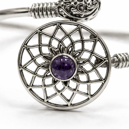 Silver-Plated Adjustable Dreamcatcher Cuff Bangle - image 14