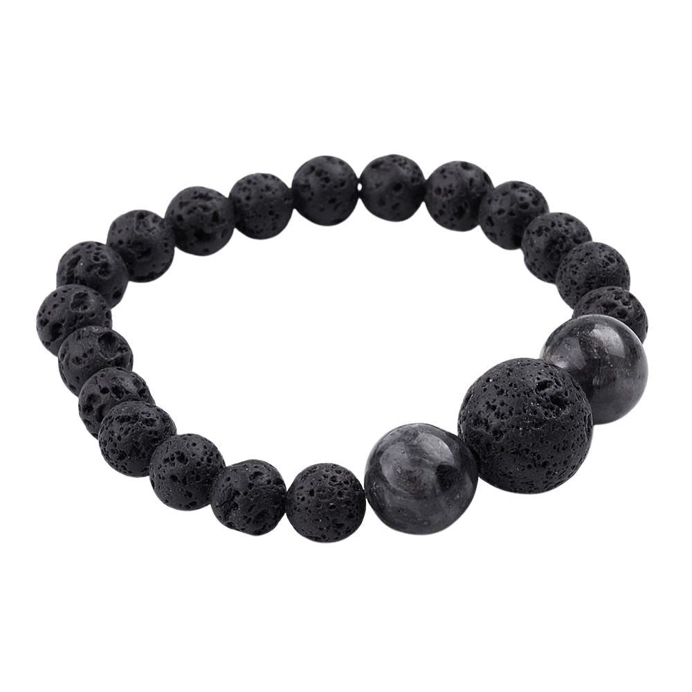 Lava Rock Beads Bracelet with Labradorite