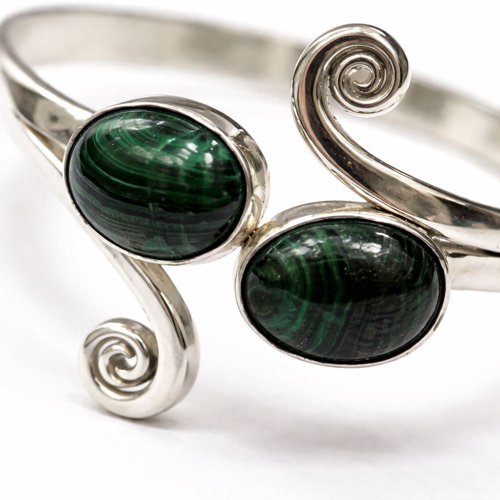 Silver-Plated Adjustable Oval Spiral Cuff Bangle - image 6