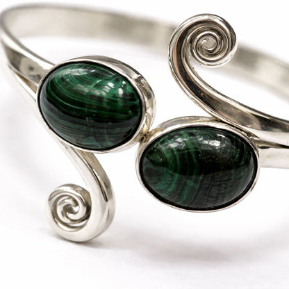 Silver-Plated Adjustable Oval Spiral Cuff Bangle - image 6