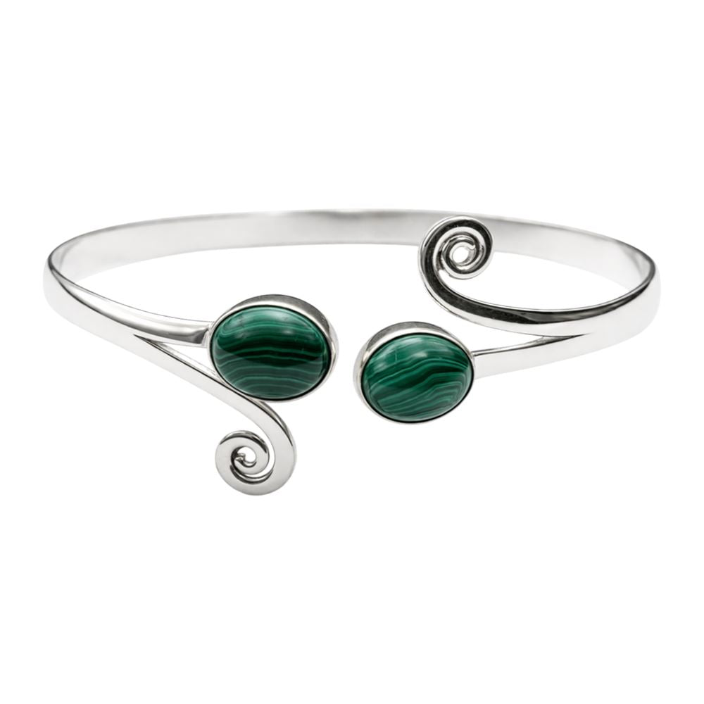 Silver-Plated Adjustable Oval Spiral Cuff Bangle - image 5