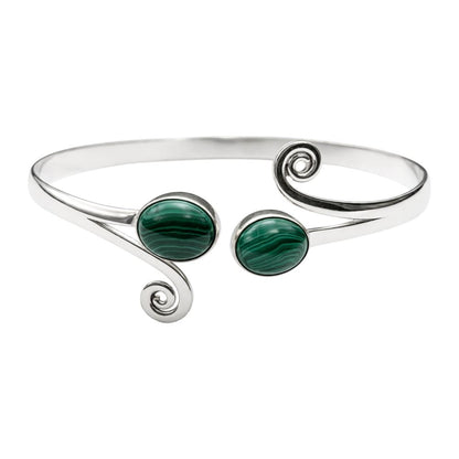Silver-Plated Adjustable Oval Spiral Cuff Bangle - image 5