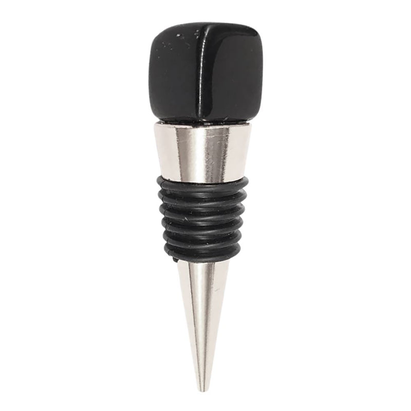 Metal Wine Bottle Stopper, Black Obsidian