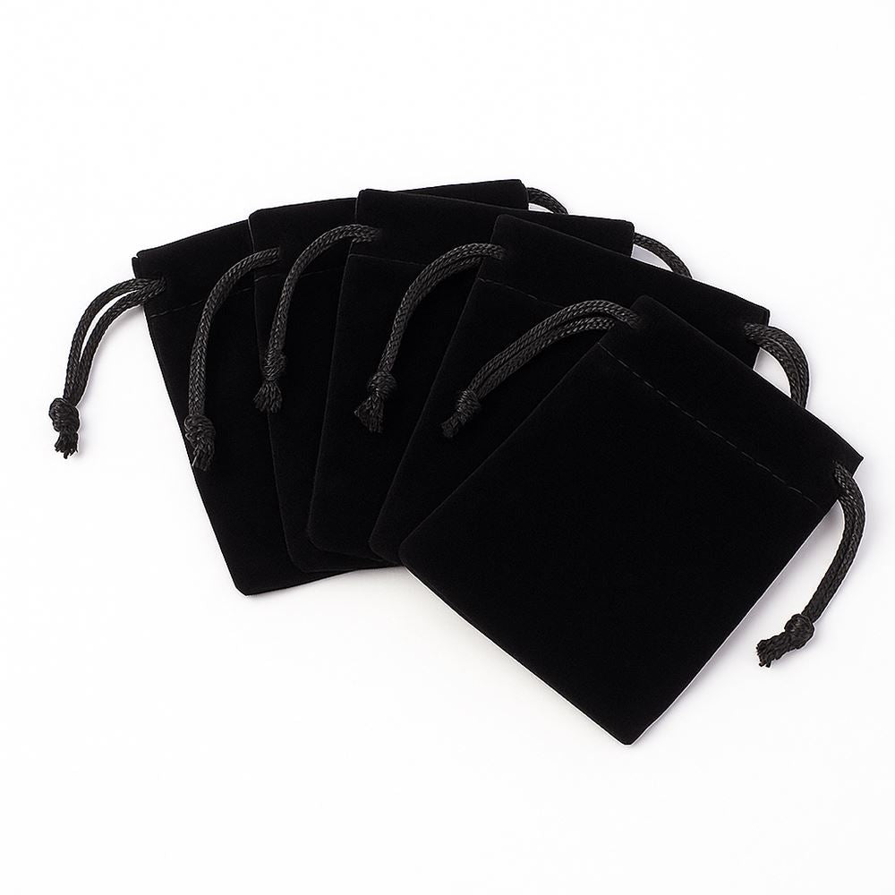 Velvet Pouches, Black, 7x5cm, Pack of 50