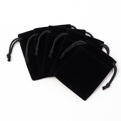 Velvet Pouches, Black, 7x5cm, Pack of 50