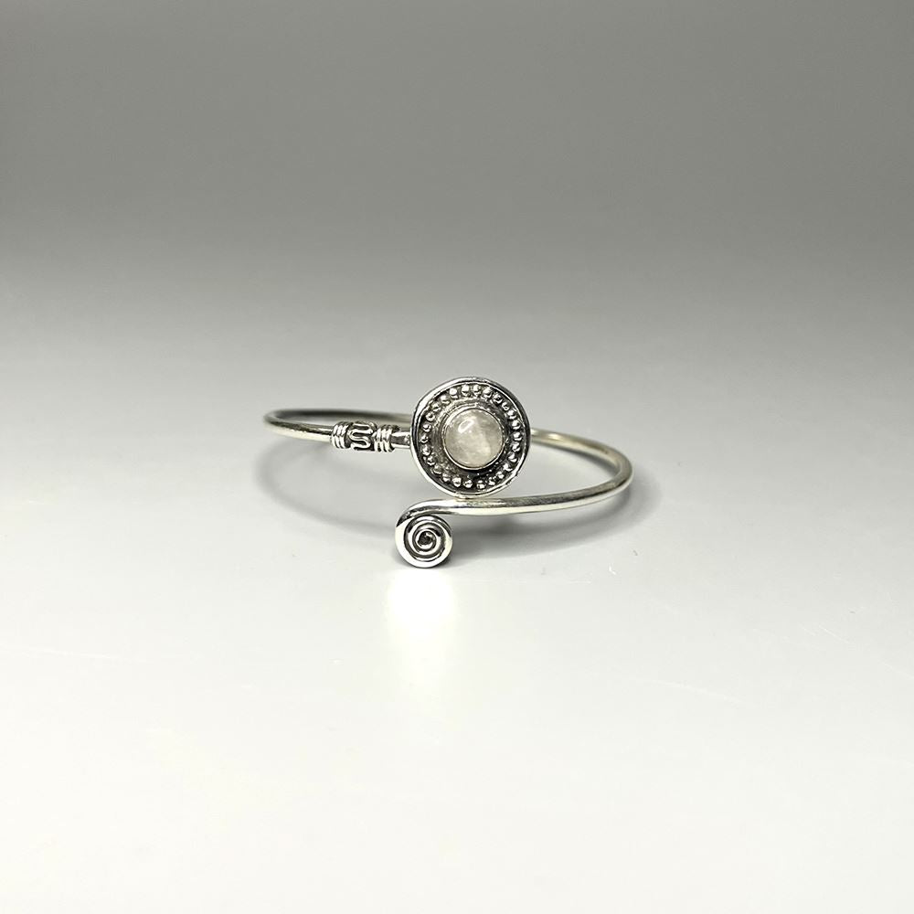 Silver-Plated Adjustable Boho Spiral Cuff Bangle - image 4