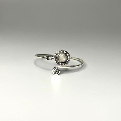 Silver-Plated Adjustable Boho Spiral Cuff Bangle - image 4