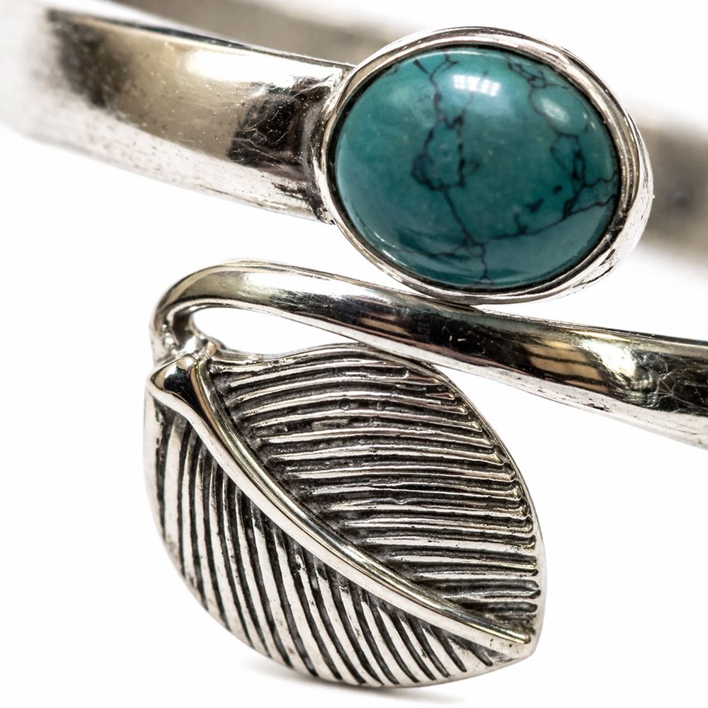 Silver-Plated Adjustable Leaf Cuff Bangle - image 16