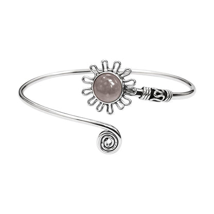 Silver Plated Adjustable Daisy Spiral Cuff Bangle - image 5
