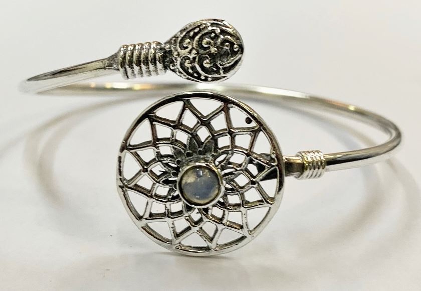 Silver Plated Adjustable Dreamcatcher Cuff Bangle