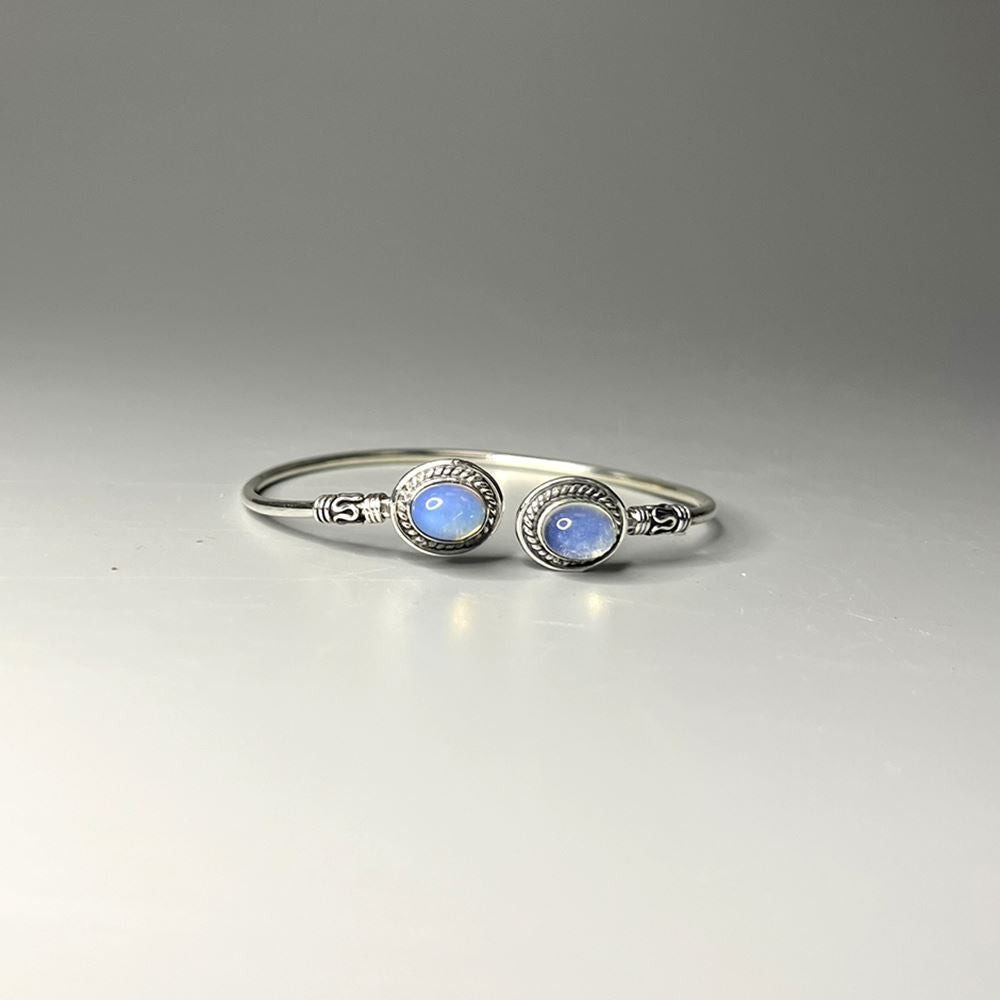 Silver-Plated Adjustable Boho Oval Cuff Bangle - image 8