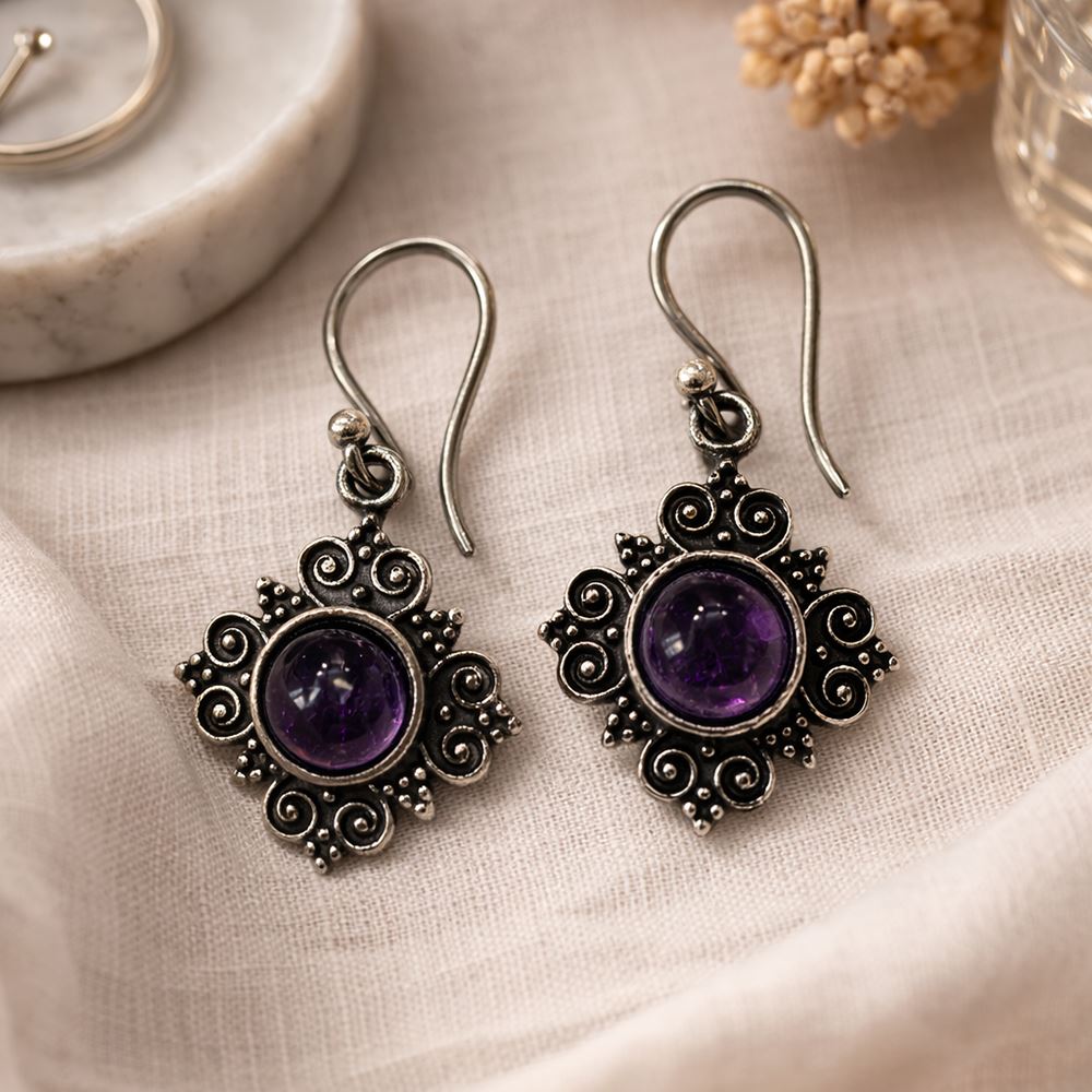 Silver-Plated Hanging Earwire Earrings (#04), 1x1cm