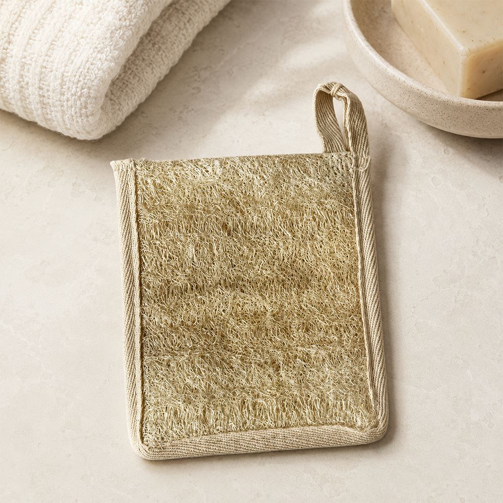 Natural Loofah Rectangular Pouch Mitt, 14x10cm