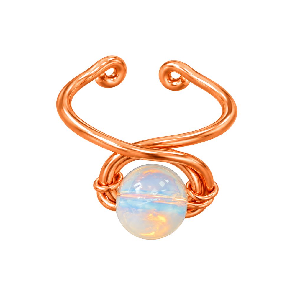 Copper Ring with Polished Stone, Design #06, Opalite