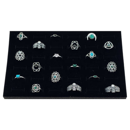 18 Silver-Plated Rings, Foam Display Tray