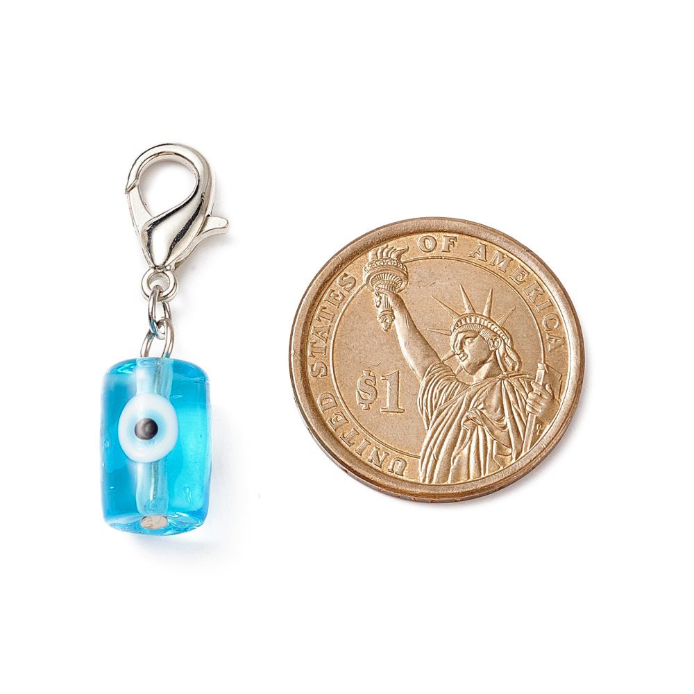 Evil Eye Lampwork Column Keychain, Assorted Colour