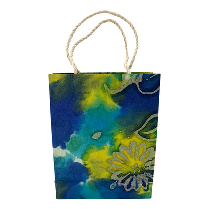 Mulberry Paper Gift Bag, Assorted Coloured Flower, 15x19x5.5cm, Single