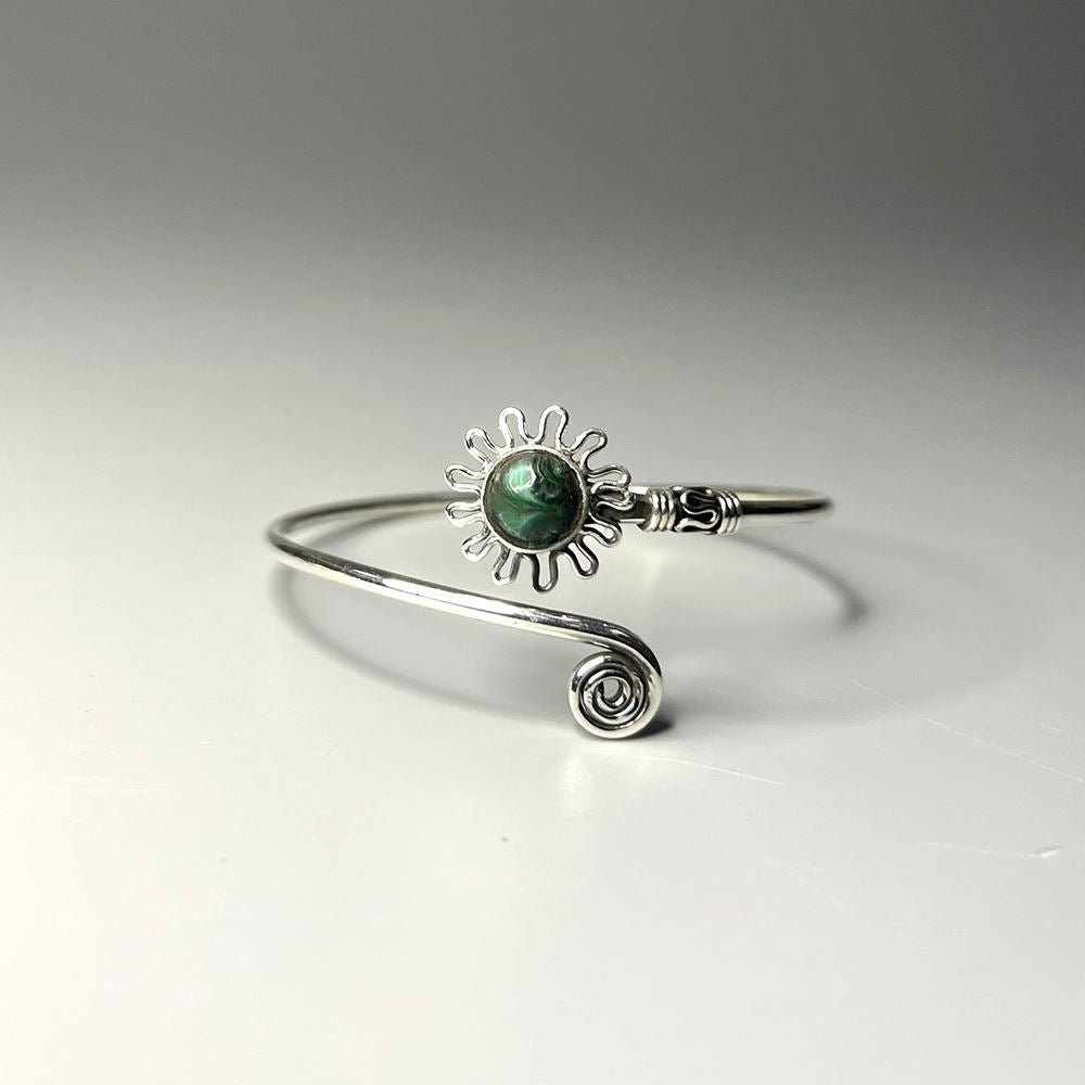 Silver Plated Adjustable Daisy Spiral Cuff Bangle - image 3