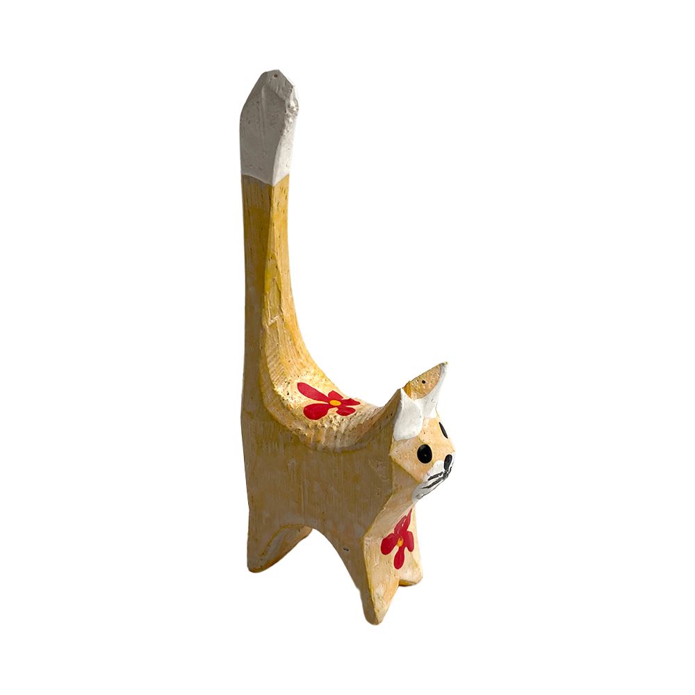 Hand-Made Wooden Cat, Single, Assorted Colour, 10x4x1.5cm