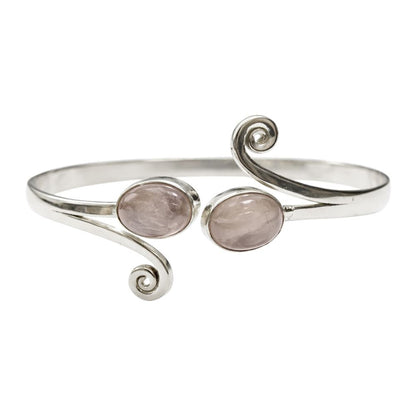 Silver-Plated Adjustable Oval Spiral Cuff Bangle - image 9