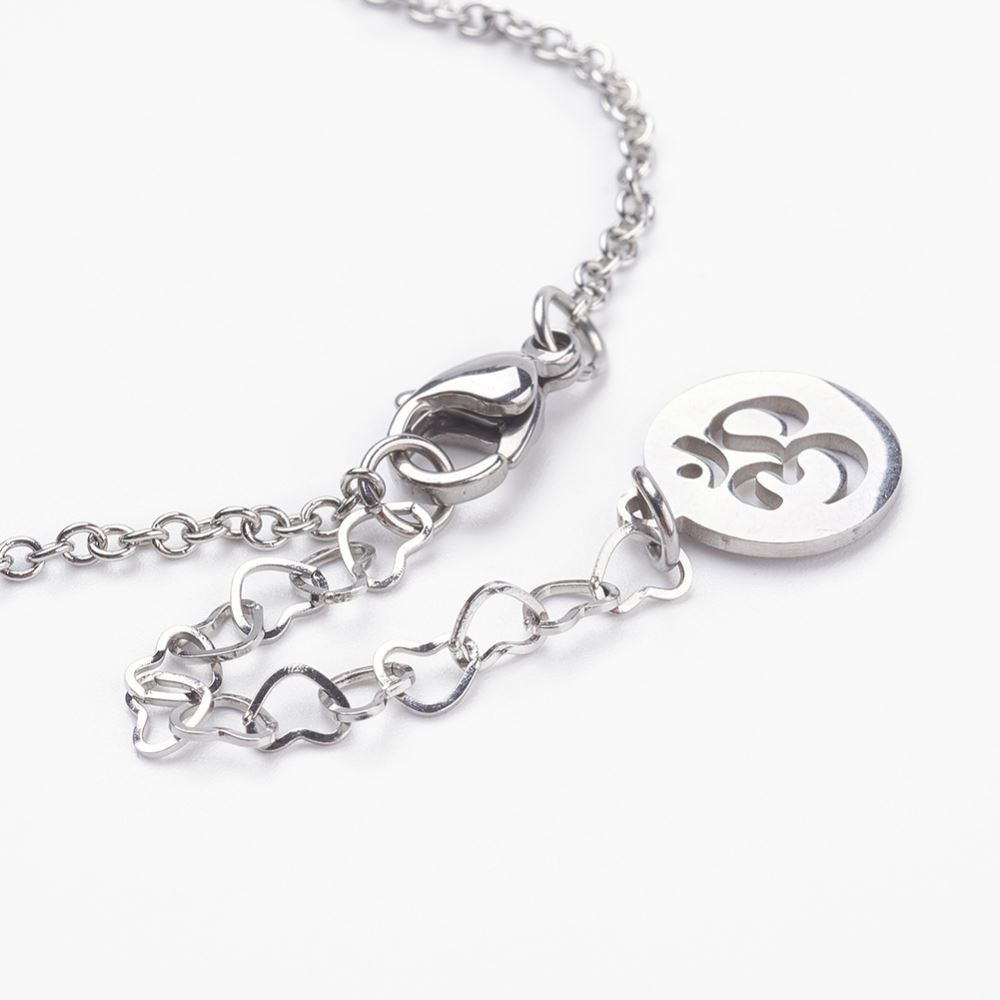 7 Chakra Gemstone Necklace, Stainless Steel Chain