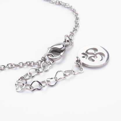 7 Chakra Gemstone Necklace, Stainless Steel Chain