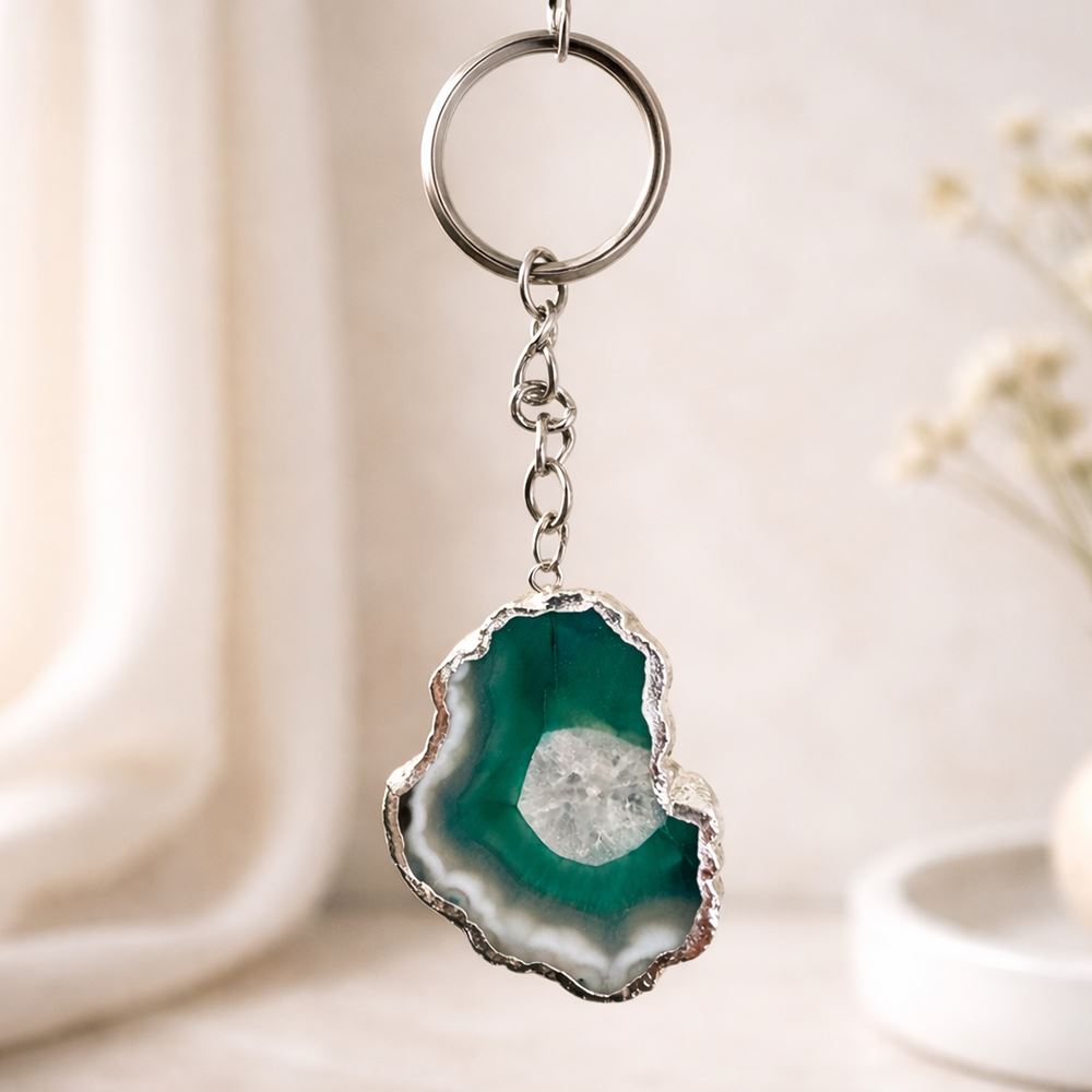 Agate Slice Keychain