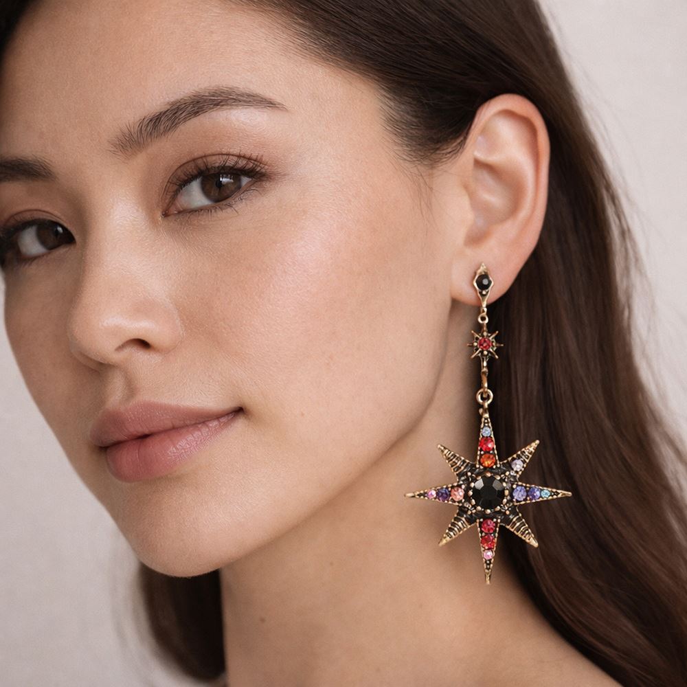 Star & Moon Drop Earrings