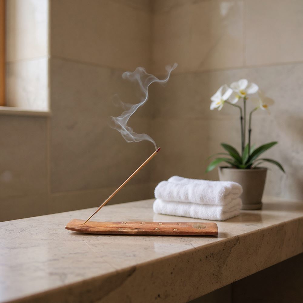 Wooden Incense Holder with Assorted Golden Designs, 25cm