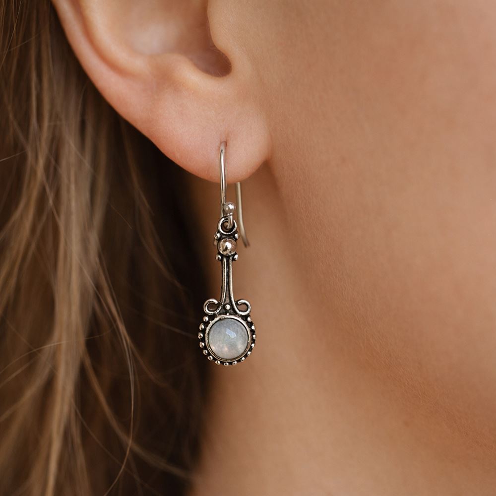 Silver-Plated Hanging Earwire Earrings (#03), 3x1cm