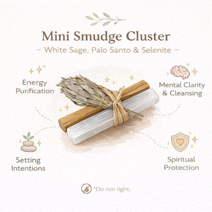 Mini Smudge Cluster, White Sage with Palo Santo and Selenite 4"