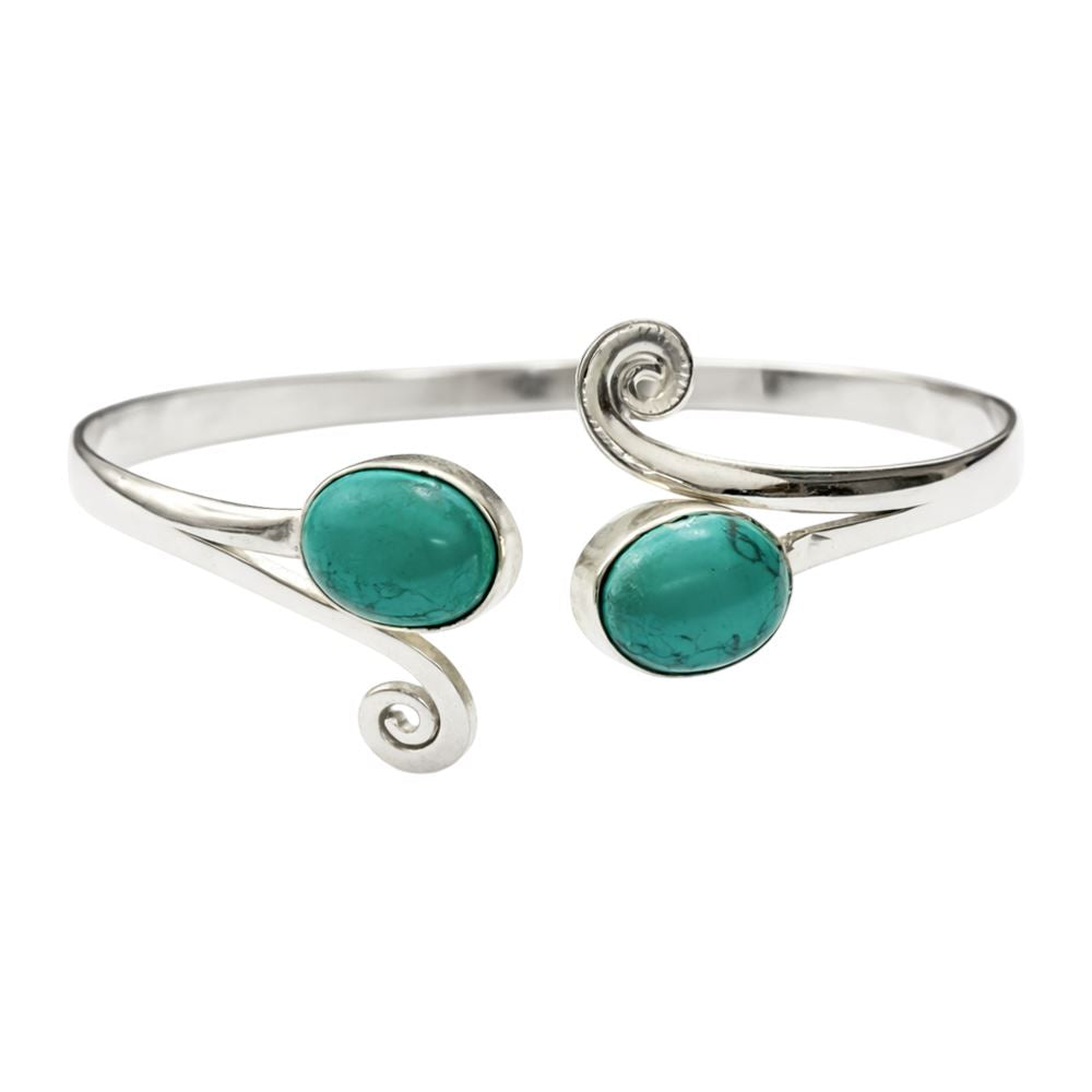 Silver-Plated Adjustable Oval Spiral Cuff Bangle - image 2