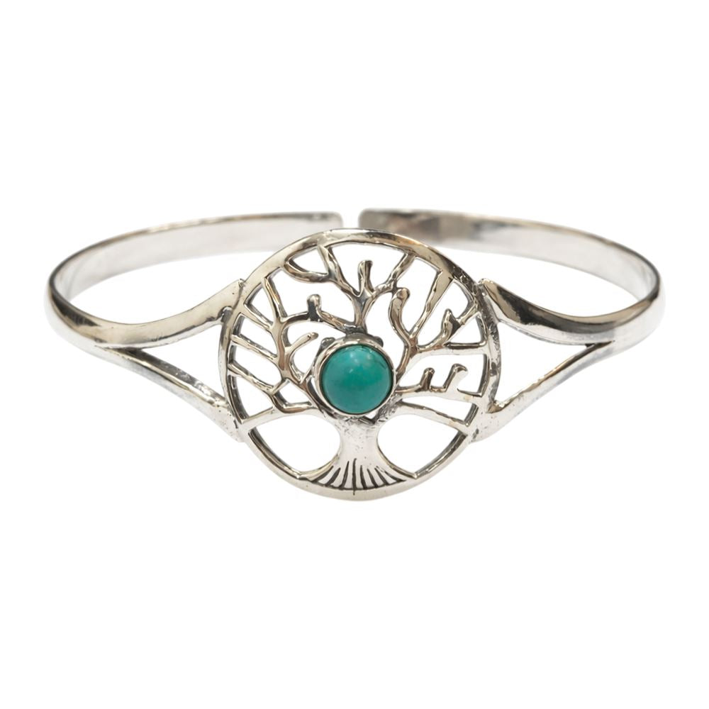 Silver-Plated Adjustable Tree of Life Cuff Bangle - image 2