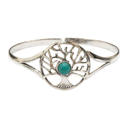 Silver-Plated Adjustable Tree of Life Cuff Bangle - image 2