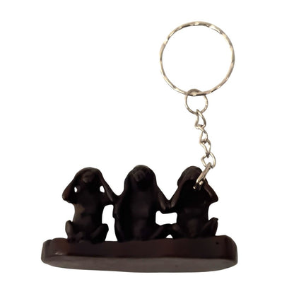 Wooden Keychain, Three Wise Monkeys, Assorted Design
