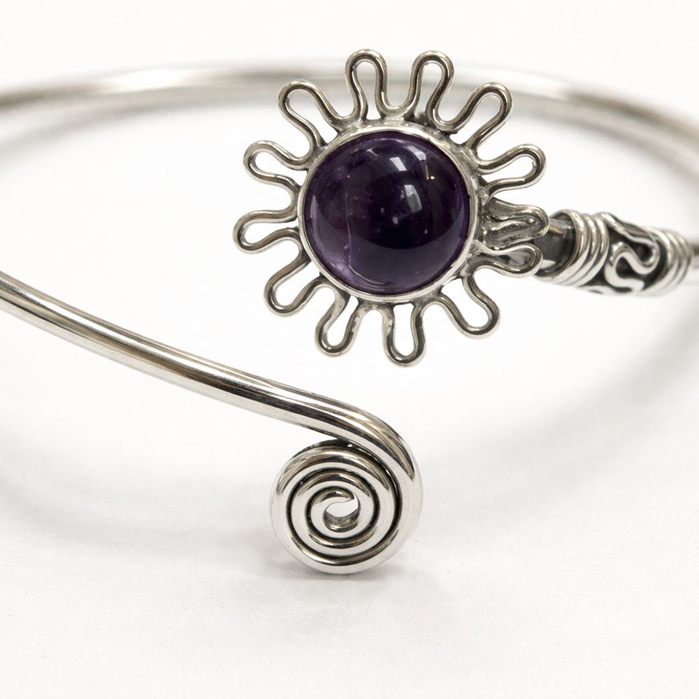 Silver Plated Adjustable Daisy Spiral Cuff Bangle - image 15