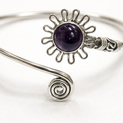 Silver Plated Adjustable Daisy Spiral Cuff Bangle - image 15