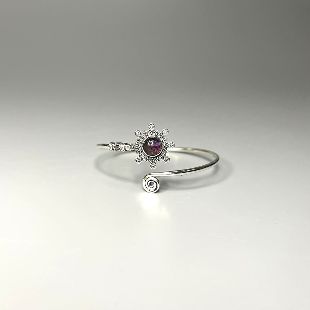 Silver Plated Adjustable Sunburst Spiral Cuff Bangle - image 16
