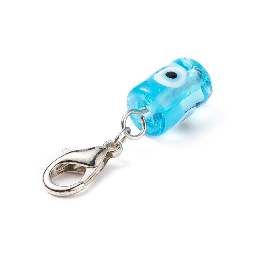 Evil Eye Lampwork Column Keychain, Assorted Colour