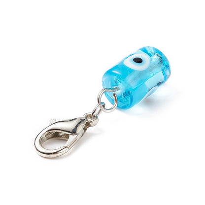 Evil Eye Lampwork Column Keychain, Assorted Colour