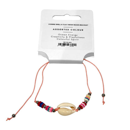 Cowrie Shell & Clay Heishi Beads Bracelet, Assorted Colour