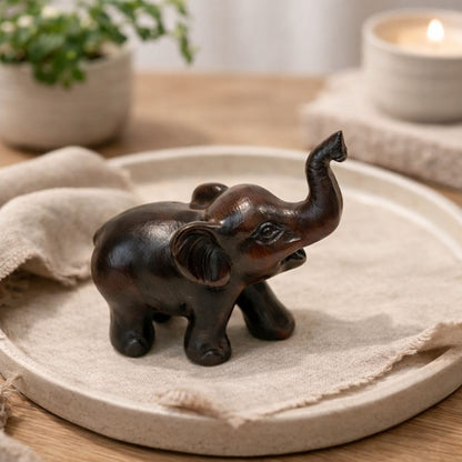 Wooden Elephant Figurine, Assorted Design, 5-6cm